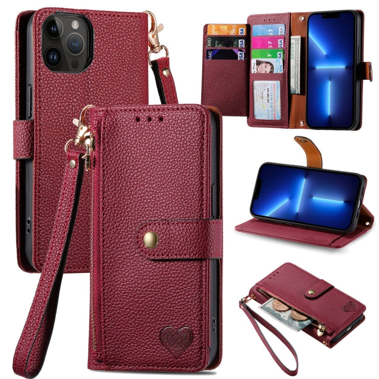 Love Zipper Lanyard Leather Phone Case, For iPhone 14 Pro Max, For iPhone 7 / 8 / SE 2022, For iPhone 13 Pro Max, For iPhone 13 Pro, For iPhone 13, For iPhone 12 / 12 Pro, For iPhone 12 Pro Max, For iPhone 11 Pro Max