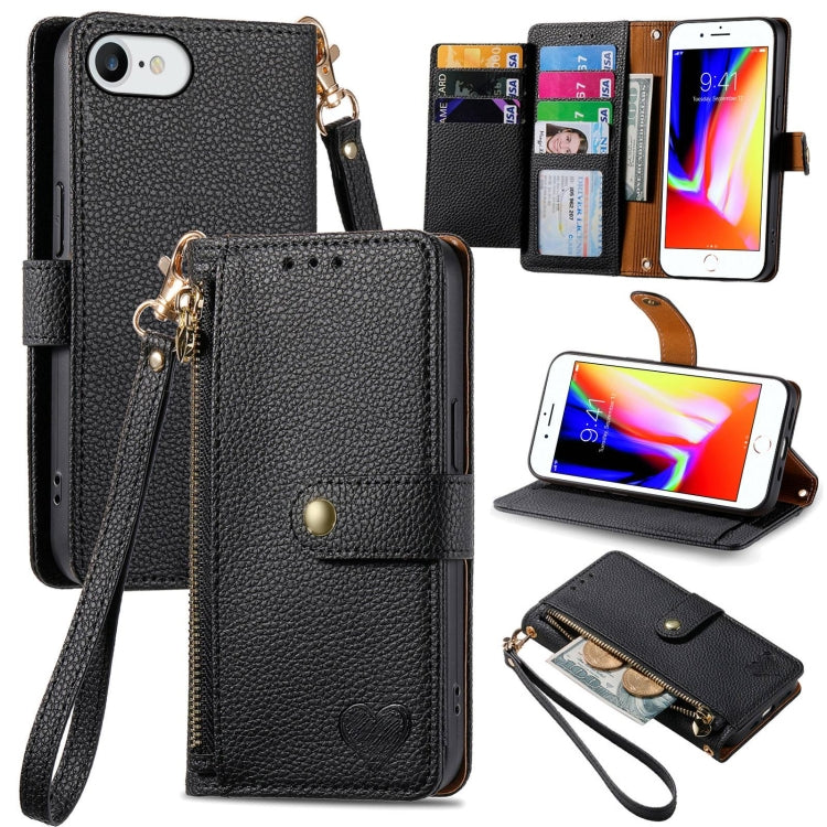 Love Zipper Lanyard Leather Phone Case, For iPhone 14 Pro Max, For iPhone 7 / 8 / SE 2022, For iPhone 13 Pro Max, For iPhone 13 Pro, For iPhone 13, For iPhone 12 / 12 Pro, For iPhone 12 Pro Max, For iPhone 11 Pro Max