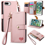 Love Zipper Lanyard Leather Phone Case, For iPhone 11, For iPhone 11 Pro, For iPhone XR, For iPhone XS Max, For iPhone 7 Plus / 8 Plus, For iPhone 6 Plus / 6s Plus, For iPhone 6 / 6s