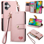Love Zipper Lanyard Leather Phone Case, For iPhone 17e / 16e, For iPhone 17 Pro Max, For iPhone 17 Pro, For iPhone 17, For iPhone Air, For iPhone 16 Pro Max, For iPhone 16 Pro, For iPhone 16 Plus