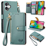 Love Zipper Lanyard Leather Phone Case, For iPhone 17e / 16e, For iPhone 17 Pro Max, For iPhone 17 Pro, For iPhone 17, For iPhone Air, For iPhone 16 Pro Max, For iPhone 16 Pro, For iPhone 16 Plus