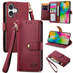 Love Zipper Lanyard Leather Phone Case, For iPhone 17e / 16e, For iPhone 17 Pro Max, For iPhone 17 Pro, For iPhone 17, For iPhone Air, For iPhone 16 Pro Max, For iPhone 16 Pro, For iPhone 16 Plus
