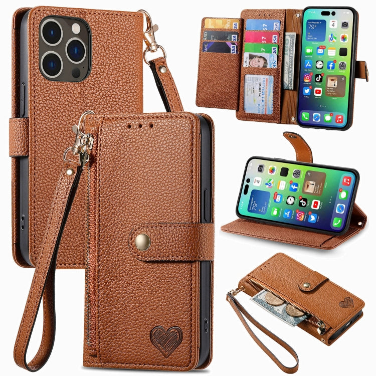 Love Zipper Lanyard Leather Phone Case, For iPhone 17e / 16e, For iPhone 17 Pro Max, For iPhone 17 Pro, For iPhone 17, For iPhone Air, For iPhone 16 Pro Max, For iPhone 16 Pro, For iPhone 16 Plus