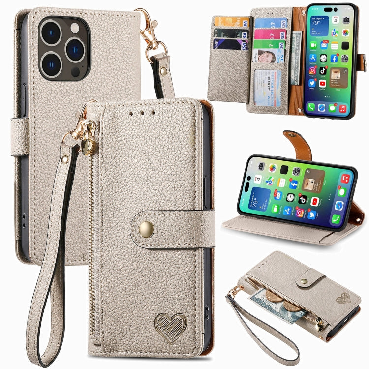Love Zipper Lanyard Leather Phone Case, For iPhone 17e / 16e, For iPhone 17 Pro Max, For iPhone 17 Pro, For iPhone 17, For iPhone Air, For iPhone 16 Pro Max, For iPhone 16 Pro, For iPhone 16 Plus