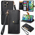 Love Zipper Lanyard Leather Phone Case, For iPhone 17e / 16e, For iPhone 17 Pro Max, For iPhone 17 Pro, For iPhone 17, For iPhone Air, For iPhone 16 Pro Max, For iPhone 16 Pro, For iPhone 16 Plus