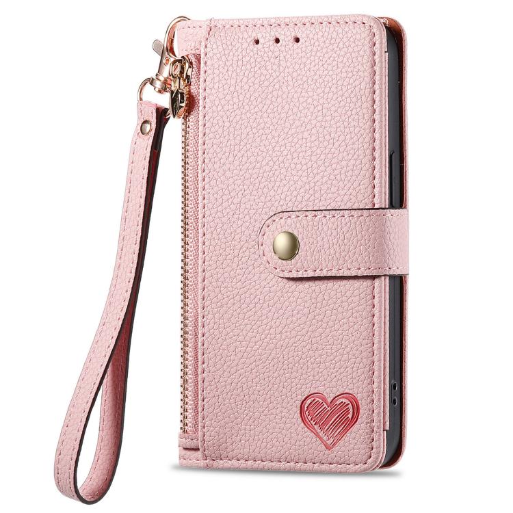 Love Zipper Lanyard Leather Phone Case, For iPhone 17e / 16e, For iPhone 17 Pro Max, For iPhone 17 Pro, For iPhone 17, For iPhone Air, For iPhone 16 Pro Max, For iPhone 16 Pro, For iPhone 16 Plus