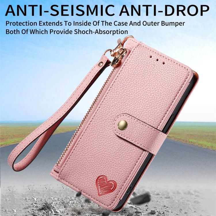 Love Zipper Lanyard Leather Phone Case, For iPhone 17e / 16e, For iPhone 17 Pro Max, For iPhone 17 Pro, For iPhone 17, For iPhone Air, For iPhone 16 Pro Max, For iPhone 16 Pro, For iPhone 16 Plus