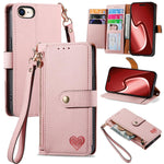 Love Zipper Lanyard Leather Phone Case, For iPhone 17e / 16e, For iPhone 17 Pro Max, For iPhone 17 Pro, For iPhone 17, For iPhone Air, For iPhone 16 Pro Max, For iPhone 16 Pro, For iPhone 16 Plus