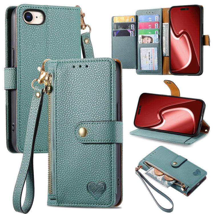 Love Zipper Lanyard Leather Phone Case, For iPhone 17e / 16e, For iPhone 17 Pro Max, For iPhone 17 Pro, For iPhone 17, For iPhone Air, For iPhone 16 Pro Max, For iPhone 16 Pro, For iPhone 16 Plus