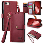 Love Zipper Lanyard Leather Phone Case, For iPhone 17e / 16e, For iPhone 17 Pro Max, For iPhone 17 Pro, For iPhone 17, For iPhone Air, For iPhone 16 Pro Max, For iPhone 16 Pro, For iPhone 16 Plus
