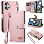 Love Zipper Lanyard Leather Phone Case, For iPhone 17e / 16e, For iPhone 17 Pro Max, For iPhone 17 Pro, For iPhone 17, For iPhone Air, For iPhone 16 Pro Max, For iPhone 16 Pro, For iPhone 16 Plus