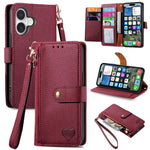 Love Zipper Lanyard Leather Phone Case, For iPhone 17e / 16e, For iPhone 17 Pro Max, For iPhone 17 Pro, For iPhone 17, For iPhone Air, For iPhone 16 Pro Max, For iPhone 16 Pro, For iPhone 16 Plus