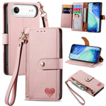 Love Zipper Lanyard Leather Phone Case, For iPhone 17e / 16e, For iPhone 17 Pro Max, For iPhone 17 Pro, For iPhone 17, For iPhone Air, For iPhone 16 Pro Max, For iPhone 16 Pro, For iPhone 16 Plus