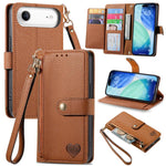 Love Zipper Lanyard Leather Phone Case, For iPhone 17e / 16e, For iPhone 17 Pro Max, For iPhone 17 Pro, For iPhone 17, For iPhone Air, For iPhone 16 Pro Max, For iPhone 16 Pro, For iPhone 16 Plus