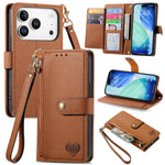 Love Zipper Lanyard Leather Phone Case, For iPhone 17e / 16e, For iPhone 17 Pro Max, For iPhone 17 Pro, For iPhone 17, For iPhone Air, For iPhone 16 Pro Max, For iPhone 16 Pro, For iPhone 16 Plus