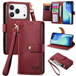 Love Zipper Lanyard Leather Phone Case, For iPhone 17e / 16e, For iPhone 17 Pro Max, For iPhone 17 Pro, For iPhone 17, For iPhone Air, For iPhone 16 Pro Max, For iPhone 16 Pro, For iPhone 16 Plus