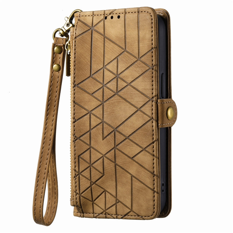 Geometric Zipper Wallet Side Buckle Leather Phone Case, For iPhone 14 Pro Max, For iPhone 7 / 8 / SE 2022, For iPhone 13 Pro Max, For iPhone 13 Pro, For iPhone 13, For iPhone 12 / 12 Pro, For iPhone 12 Pro Max, For iPhone 11 Pro Max