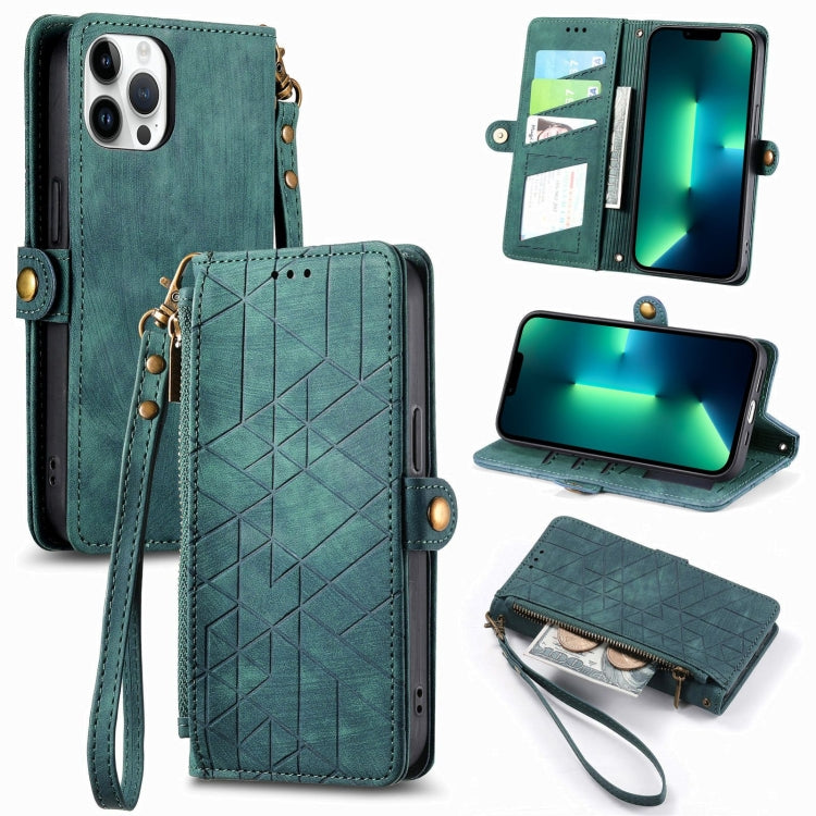 Geometric Zipper Wallet Side Buckle Leather Phone Case, For iPhone 14 Pro Max, For iPhone 7 / 8 / SE 2022, For iPhone 13 Pro Max, For iPhone 13 Pro, For iPhone 13, For iPhone 12 / 12 Pro, For iPhone 12 Pro Max, For iPhone 11 Pro Max