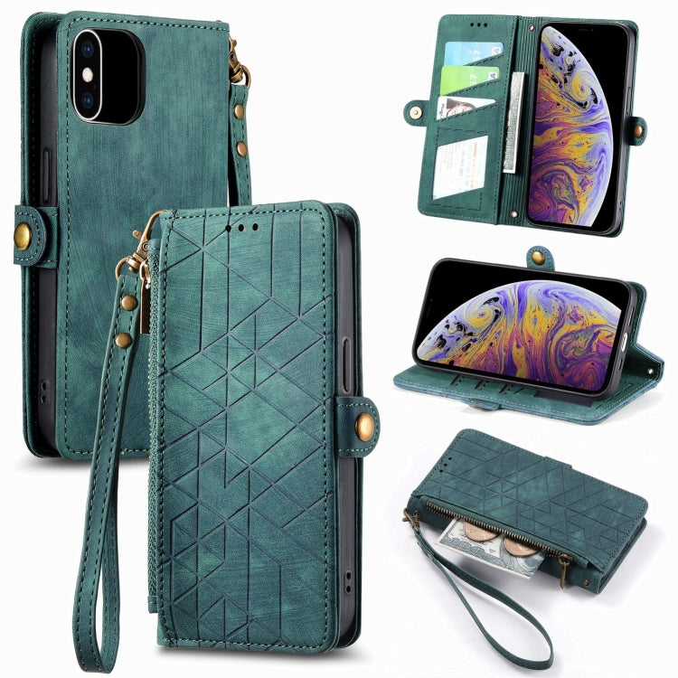 Geometric Zipper Wallet Side Buckle Leather Phone Case, For iPhone 11, For iPhone 11 Pro, For iPhone XR, For iPhone XS Max, For iPhone 7 Plus / 8 Plus, For iPhone 6 Plus / 6s Plus, For iPhone 6 / 6s