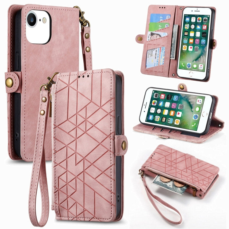 Geometric Zipper Wallet Side Buckle Leather Phone Case, For iPhone 11, For iPhone 11 Pro, For iPhone XR, For iPhone XS Max, For iPhone 7 Plus / 8 Plus, For iPhone 6 Plus / 6s Plus, For iPhone 6 / 6s
