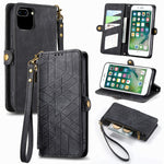 Geometric Zipper Wallet Side Buckle Leather Phone Case, For iPhone 11, For iPhone 11 Pro, For iPhone XR, For iPhone XS Max, For iPhone 7 Plus / 8 Plus, For iPhone 6 Plus / 6s Plus, For iPhone 6 / 6s