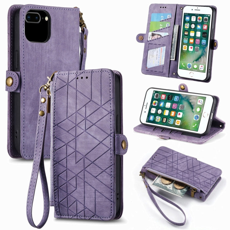 Geometric Zipper Wallet Side Buckle Leather Phone Case, For iPhone 11, For iPhone 11 Pro, For iPhone XR, For iPhone XS Max, For iPhone 7 Plus / 8 Plus, For iPhone 6 Plus / 6s Plus, For iPhone 6 / 6s