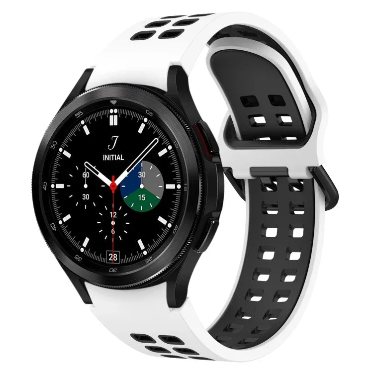 Two-Color Breathable Silicone Watch Band for Galaxy Watch 4 Classic, showing stylish design and durable material.