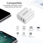 PD30W USB-C / Type-C + QC3.0 USB Dual Port Charger with 1m USB to 8 Pin Data Cable, EU Plug, US Plug, AU Plug