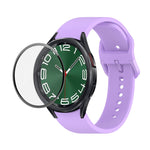 JUNSUNMAY Silicone Adjustable Strap + Full Coverage PMMA Screen Protector Kit, For Samsung Galaxy Watch6 Classic 47mm, For Samsung Galaxy Watch6 44mm, For Samsung Galaxy Watch6 40mm