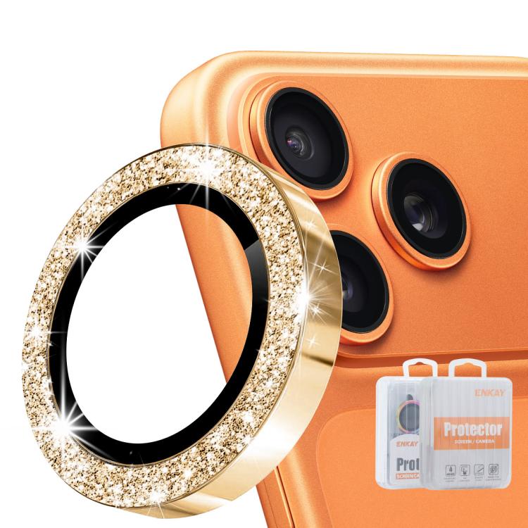 ENKAY Hat-Prince Glitter Rear Lens Aluminium Alloy Tempered Glass Film, For iPhone 17 Pro / 17 Pro Max, For iPhone 17, For iPhone Air, For iPhone 15 Pro / 15 Pro Max, For iPhone 15 / 15 Plus