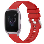 Liquid Glossy Silver Buckle Silicone Watch Band, For Garmin Active5, For Garmin VivoMove Trend, For Garmin Venu SQ2, For Garmin Venu / Venu SQ