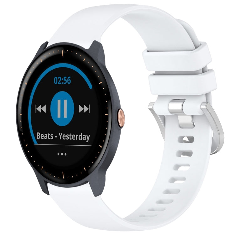 Liquid Glossy Silver Buckle Silicone Watch Band, For Garmin Vivomove Sport, For Garmin Venu 2 Plus, For Garmin Vivoactive3 / 3 Music, For Garmin Forerunner 158 / 55