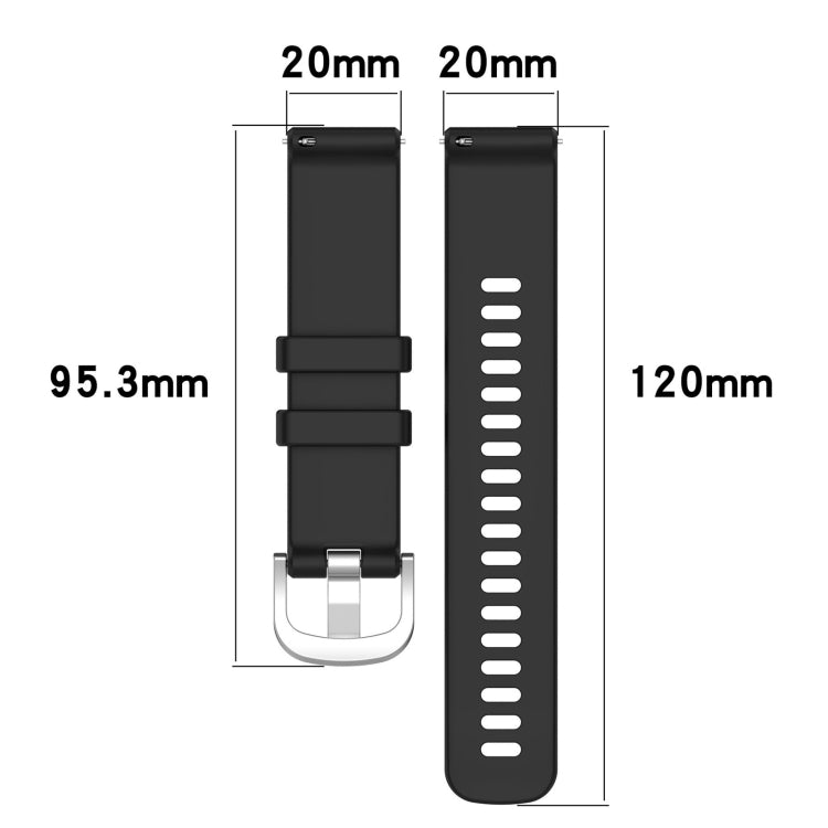 Liquid Glossy Silver Buckle Silicone Watch Band, For Garmin Vivomove Sport, For Garmin Venu 2 Plus, For Garmin Vivoactive3 / 3 Music, For Garmin Forerunner 158 / 55