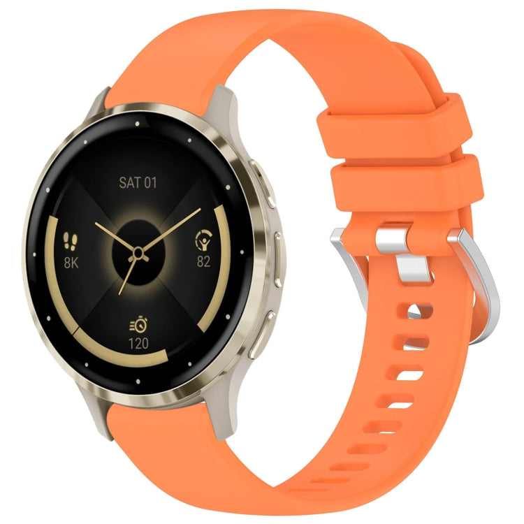 Liquid Glossy Silver Buckle Silicone Watch Band, For Garmin Venu 3S, For Garmin Forerunner 265S, For Garmin Forerunner 255S Music / 255S, For Garmin Venu 2S