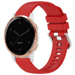 Liquid Glossy Silver Buckle Silicone Watch Band, For Garmin Vivoactive 4S, For Garmin Vivomove 3S
