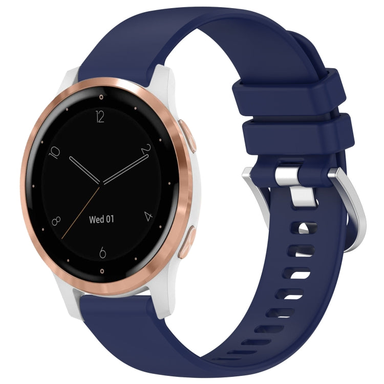 Liquid Glossy Silver Buckle Silicone Watch Band, For Garmin Vivoactive 4S, For Garmin Vivomove 3S