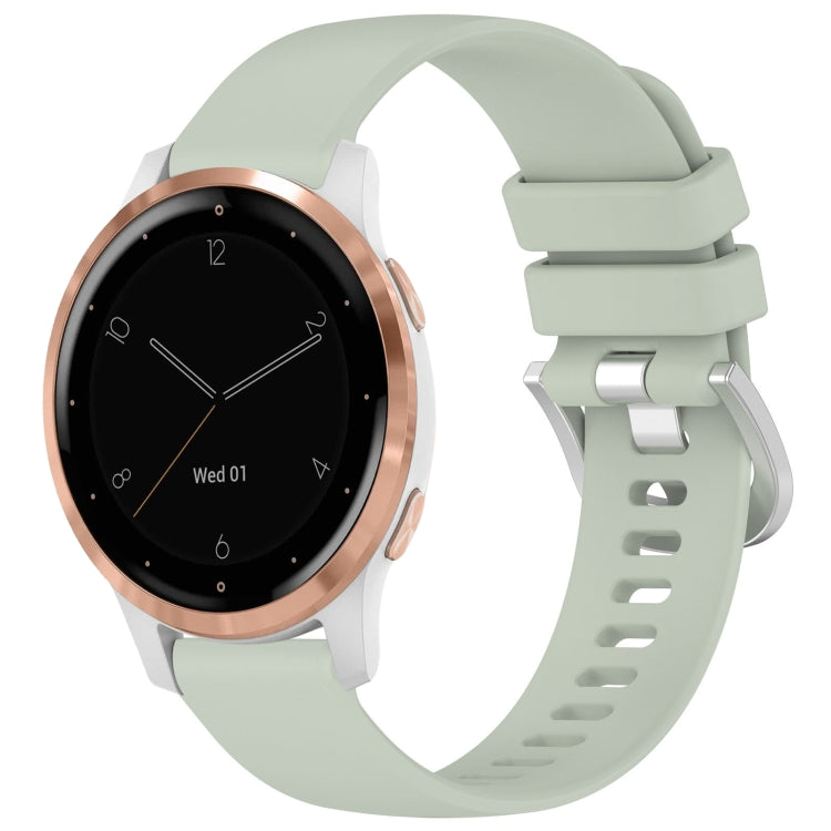 Liquid Glossy Silver Buckle Silicone Watch Band, For Garmin Vivoactive 4S, For Garmin Vivomove 3S