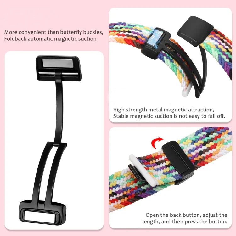 Nylon Woven Magnetic Fold Buckle Watch Band, For Apple Watch Series 3 38mm, For  Apple Watch Series 3 42mm