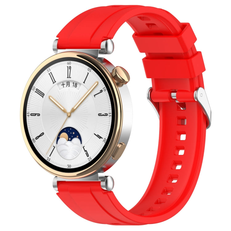 Official Steps Style Silver Buckle Silicone Watch Band, For Huawei Watch GT4 46mm, For Huawei Watch GT4 41mm