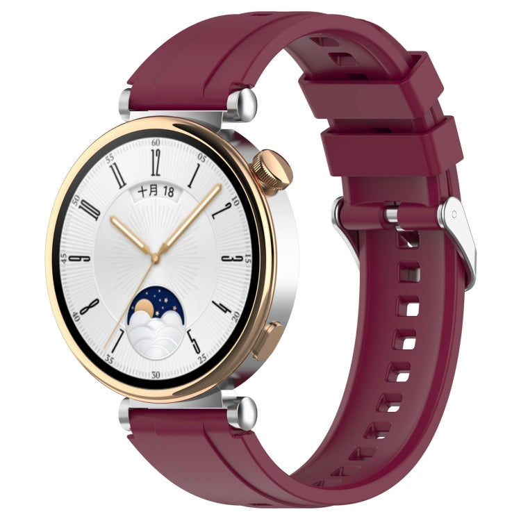 Official Steps Style Silver Buckle Silicone Watch Band, For Huawei Watch GT4 46mm, For Huawei Watch GT4 41mm