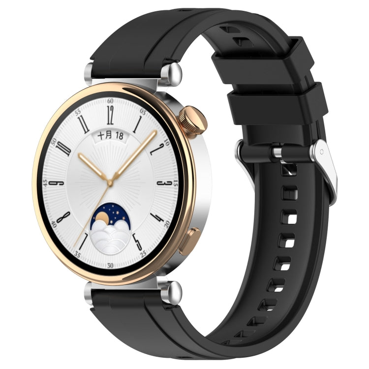 Official Steps Style Silver Buckle Silicone Watch Band, For Huawei Watch GT4 46mm, For Huawei Watch GT4 41mm