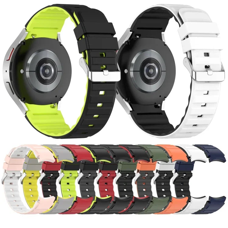Two Color Horizontal Silicone Watch Band, For Samsung Galaxy Watch 4, For Samsung Galaxy Watch 4 Classic 46mm, For Samsung Galaxy Watch 3 41mm