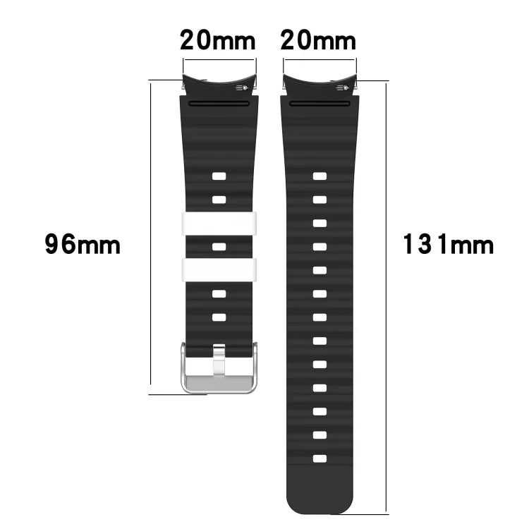Two Color Horizontal Silicone Watch Band, For Samsung Galaxy Watch 4, For Samsung Galaxy Watch 4 Classic 46mm, For Samsung Galaxy Watch 3 41mm