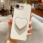 Electroplating Love Heart Holder TPU Phone Case, For iPhone 17e / 16e, For iPhone 17 Pro Max, For iPhone 17 Pro, For iPhone 17, For iPhone Air, For iPhone 16 Pro Max, For iPhone 16 Pro, For iPhone 16 Plus