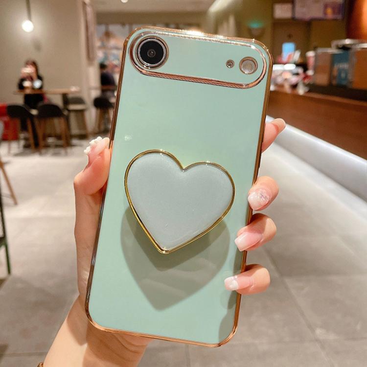 Electroplating Love Heart Holder TPU Phone Case, For iPhone 17e / 16e, For iPhone 17 Pro Max, For iPhone 17 Pro, For iPhone 17, For iPhone Air, For iPhone 16 Pro Max, For iPhone 16 Pro, For iPhone 16 Plus