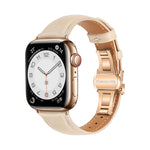 Plain Leather Butterfly Buckle Watch Band, For Apple Watch Series 9 41mm, For Apple Watch Ultra 49mm, For Apple Watch Series 8 41mm, For Apple Watch Series 8 45mm