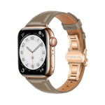 Plain Leather Butterfly Buckle Watch Band, For Apple Watch Series 6 40mm, For Apple Watch Series 6 44mm, For Apple Watch Series 5 44mm, For Apple Watch Series 5 40mm