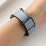 Fold Magnetic Square Buckle PU Silicone Watch Band, For Apple Watch Series 4 44mm, For Apple Watch Series 4 40mm, For Apple Watch Series 3 38mm, For Apple Watch Series 3 42mm