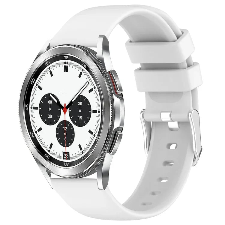 20mm silicone watch band for Samsung Galaxy Watch in white color, enhancing style and comfort.