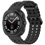 For Galaxy Watch Ultra2 2026 / 2025 / 1 2024 Ocean Hole Dual Buckle Silicone Watch Band, Rock Blue, Pink, Starlight, Dark Blue, Sky Blue, Dark Green, Wine Red, Gray Green, Black, Dark Gray, Orange, White